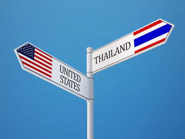 Thailandia Stati Uniti Firmare Bandiere Concetto — Foto Stock