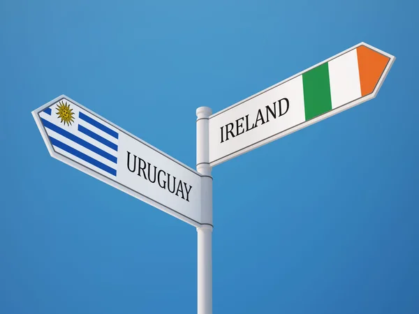 Uruguai Irlanda Signo Bandeiras Conceito — Fotografia de Stock