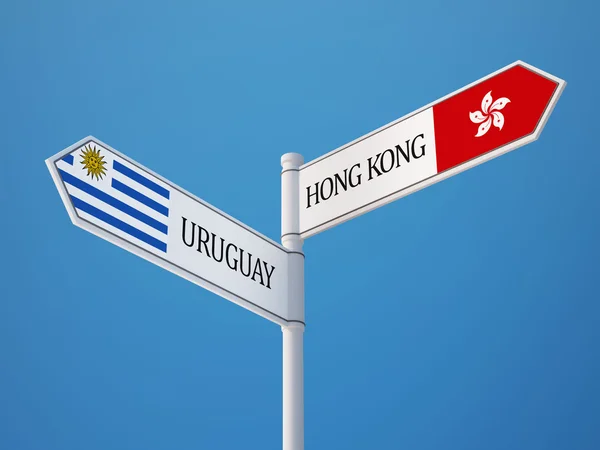Uruguay Hong Kong Sign flaggor koncept — Stockfoto