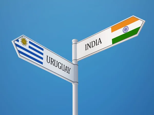 Уругвай Индия подписала Концепцию флагов — стоковое фото