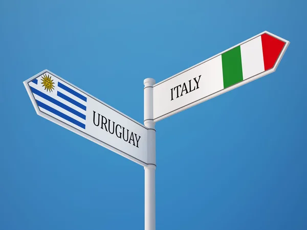 Uruguay Italië teken vlaggen Concept — Stockfoto