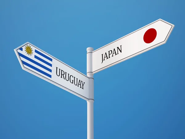 Uruguay Giappone Firma Bandiere Concetto — Foto Stock