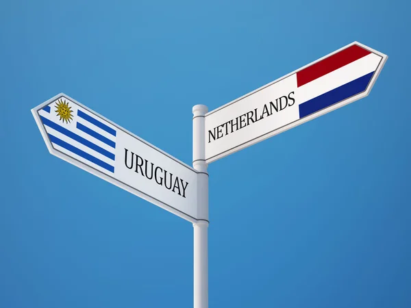 Uruguay Nederland teken vlaggen Concept — Stockfoto