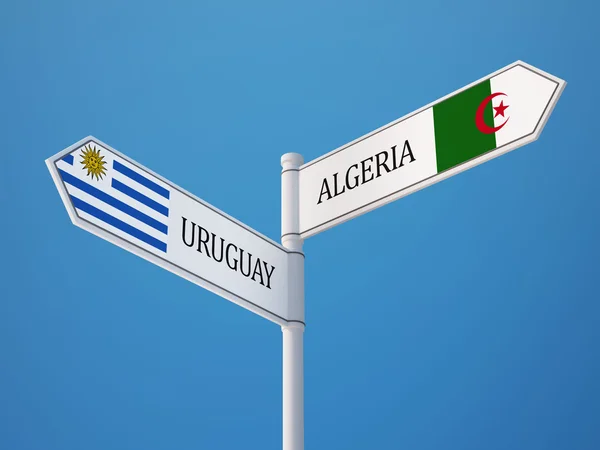 Uruguay Algerije teken vlaggen Concept — Stockfoto