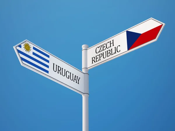Uruguay Tsjechië teken vlaggen Concept — Stockfoto