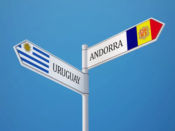 Uruguay Andorra znamení příznaky koncept — Stock fotografie