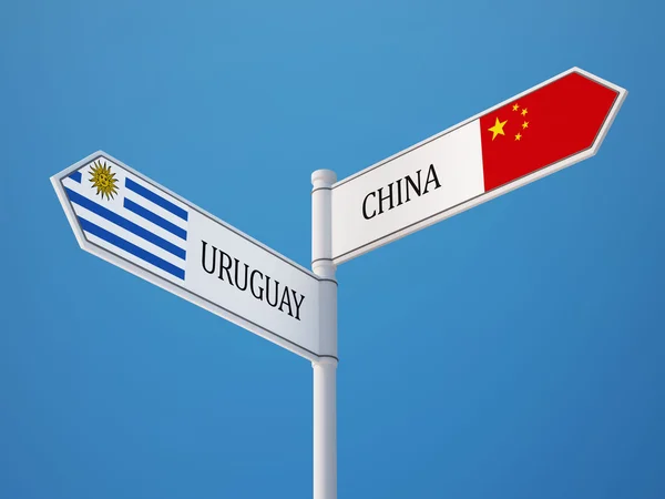 Uruguai Conceito de Bandeiras de Sinais da China — Fotografia de Stock