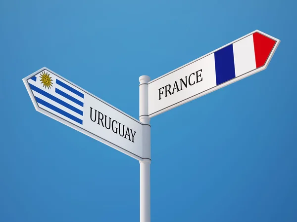 Uruguay frankreich unterzeichnen flaggen konzept — Stockfoto