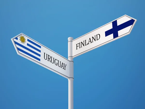 Uruguay Finland tecken flaggor koncept — Stockfoto