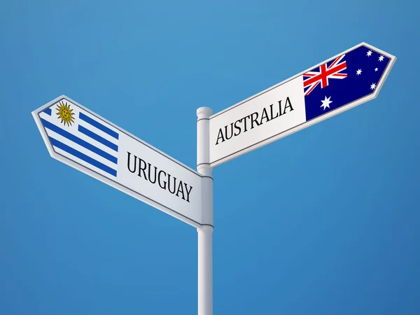 Uruguay Australien tecken flaggor koncept — Stockfoto