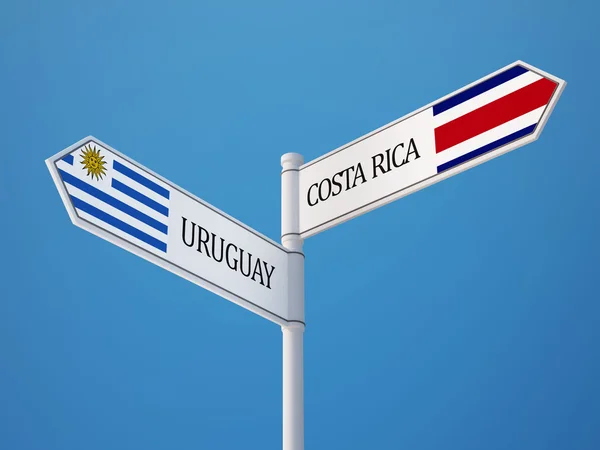 Uruguay Kosta Rika işareti kavramı bayraklar — Stok fotoğraf