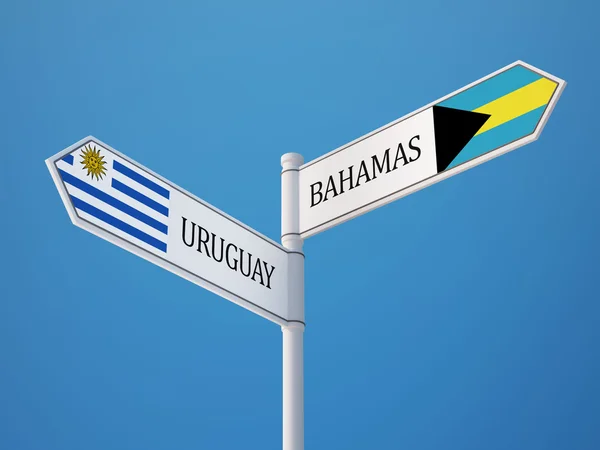 Uruguay Bahamas  Sign Flags Concept — Fotografie, imagine de stoc