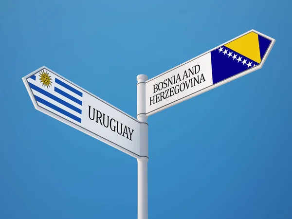 Uruguai Bósnia e Herzegovina Bandeiras Conceito — Fotografia de Stock