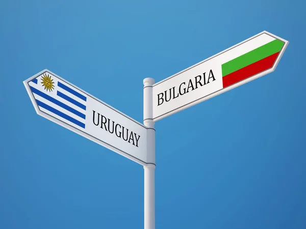 Uruguay Bulgarien underteckna flaggor koncept — Stockfoto