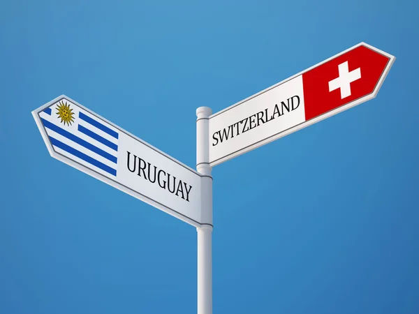 Uruguay schweiz sign flags concept — Stockfoto