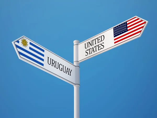 Uruguay vereinigte staaten unterzeichnen flaggenkonzept — Stockfoto