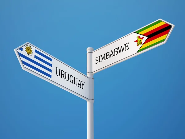 Zimbabwe uruguay sign flags konzept — Stockfoto
