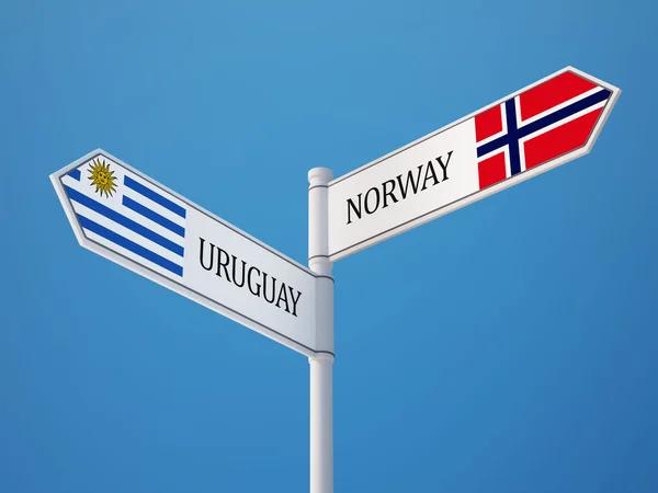 Norge Uruguay tecken flaggor koncept — Stockfoto