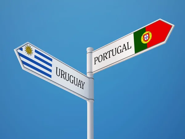 Portugalsko Uruguay znamení příznaky koncept — Stock fotografie