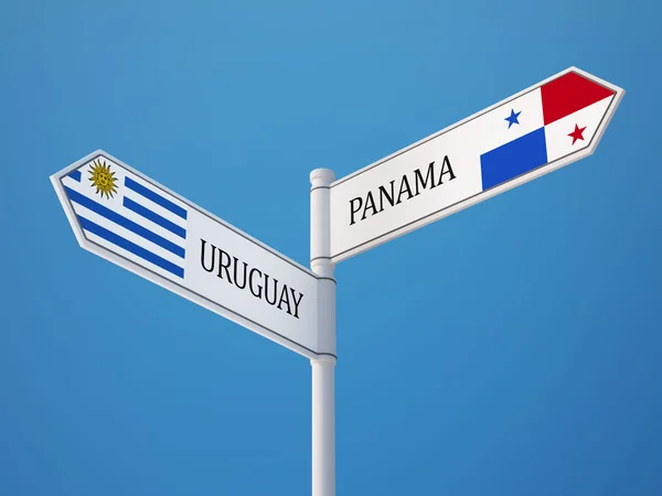 Panama Uruguay işaret bayrakları kavramı — Stok fotoğraf