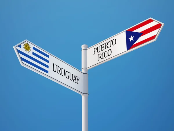 Puerto Rico Uruguay teken vlaggen Concept — Stockfoto