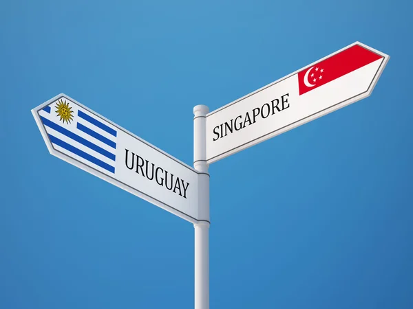 Singapore Uruguay tecken flaggor koncept — Stockfoto