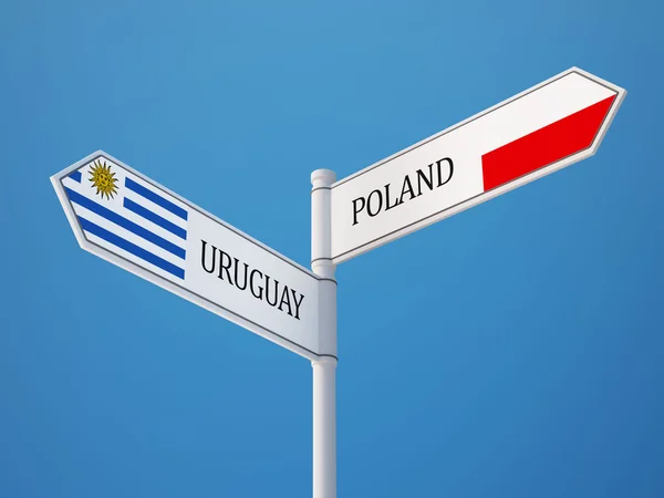 Polonia Uruguay Sign Flags Concept — Foto Stock