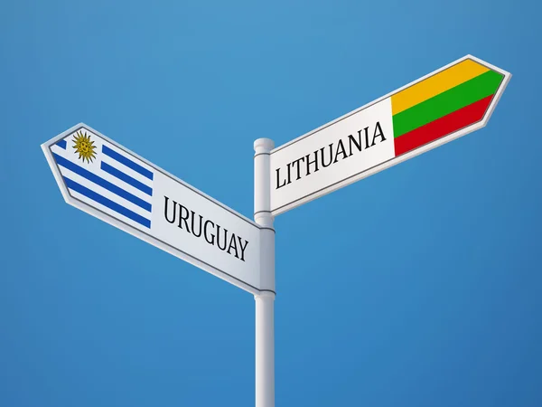 Litauen uruguay Zeichen Flaggen Konzept — Stockfoto