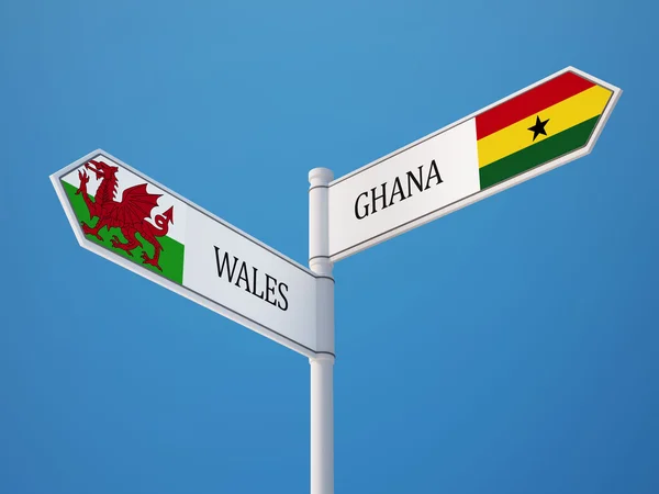 Galler Gana işaret bayrakları kavramı — Stok fotoğraf