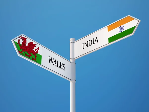 Wales India  Sign Flags Concept — Stock Photo, Image