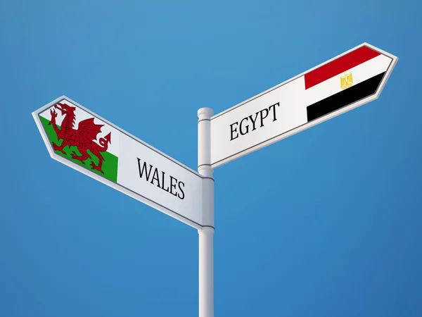 País de Gales Egipto Sign Flags Concept —  Fotos de Stock