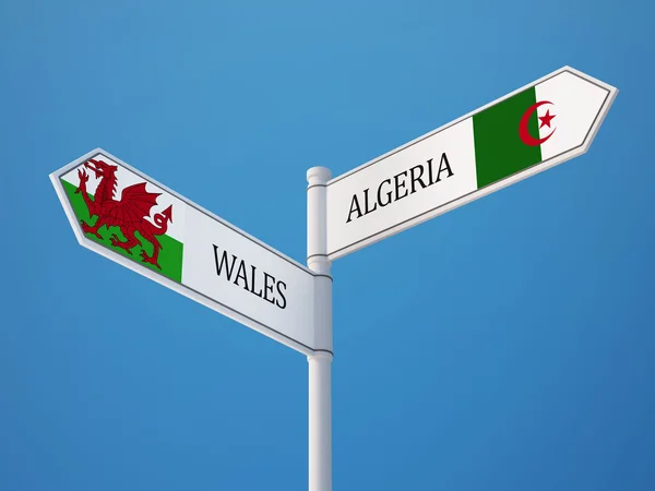 Wales Algerije teken vlaggen Concept — Stockfoto