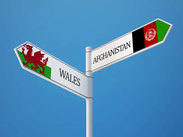 Afghanistan  Wales Sign Flags Concept — Stock Photo, Image