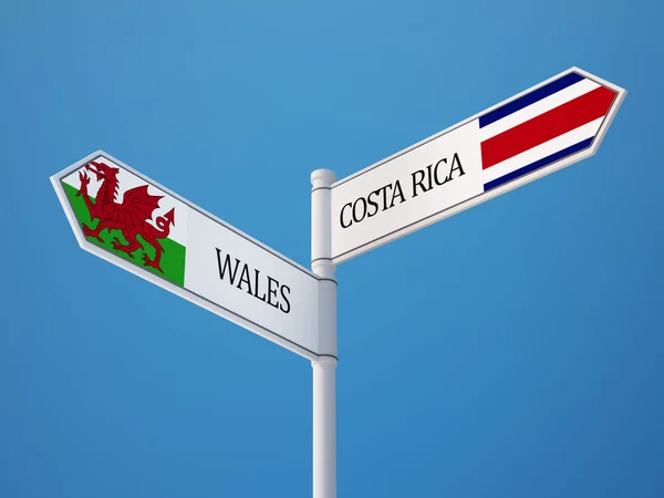 Wales Costa Rica znamení příznaky koncepce — Stock fotografie