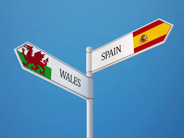 País de Gales España Sign Flags Concept —  Fotos de Stock