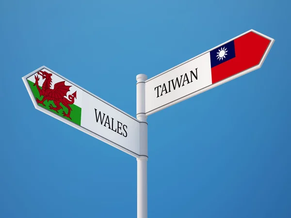 Galles Taiwan Sign Flags Concept — Foto Stock