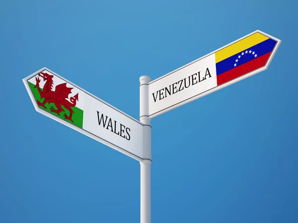 País de Gales Venezuela Sign Flags Concept —  Fotos de Stock