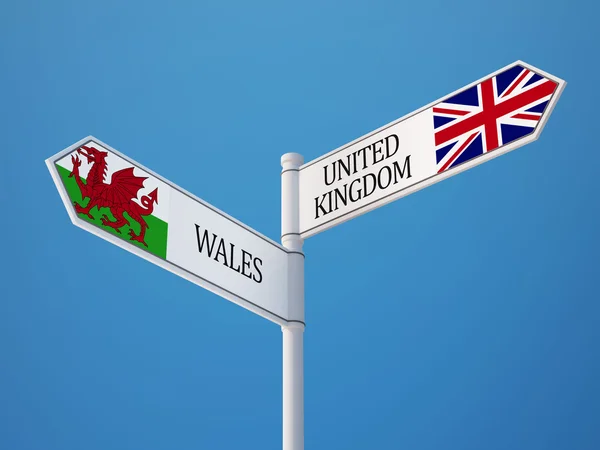 País de Gales Reino Unido Signo Bandeiras Conceito — Fotografia de Stock