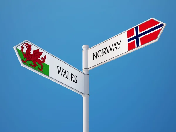 Noruega País de Gales Sign Flags Concept — Foto de Stock