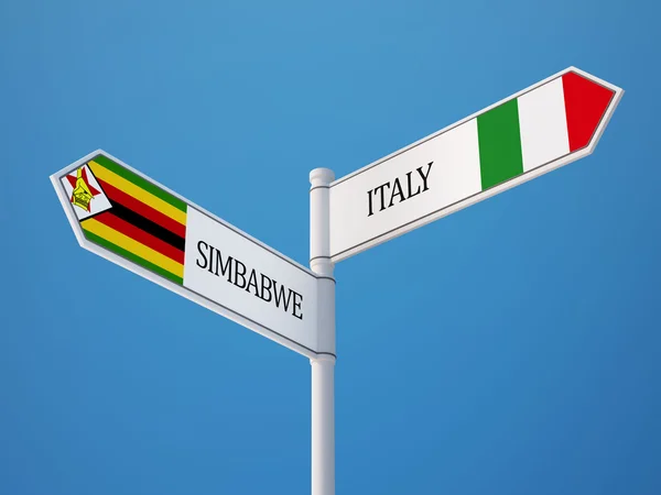 Zimbabwe Italy  Sign Flags Concept — Stock Photo, Image