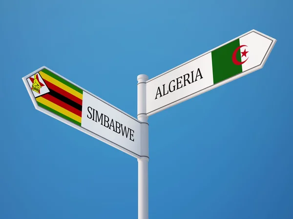 Zimbabwe Algérie Signer Drapeaux Concept — Photo