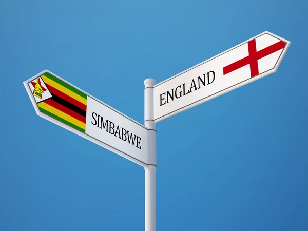 Zimbabué Inglaterra Signo Bandeiras Conceito — Fotografia de Stock