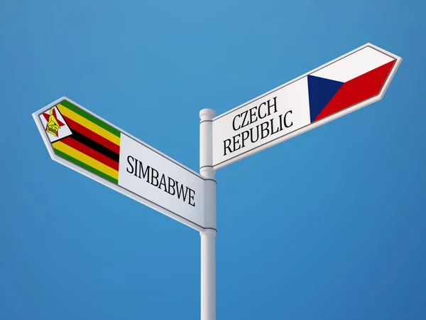 Zimbabwe Repubblica Ceca Firmare Flags Concept — Foto Stock