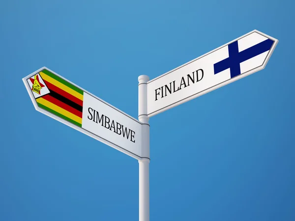 Zimbabwe Finland  Sign Flags Concept — Stock Photo, Image