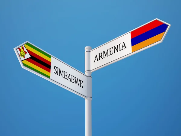 Zimbabwe Armenia Firma Bandiere Concetto — Foto Stock