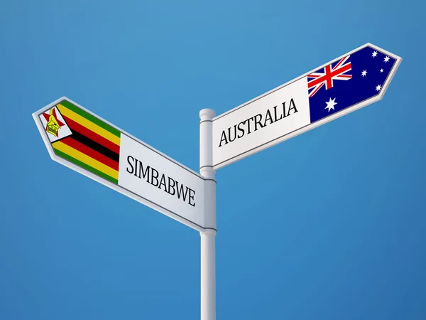 Zimbabwe Australie Signer Drapeaux Concept — Photo