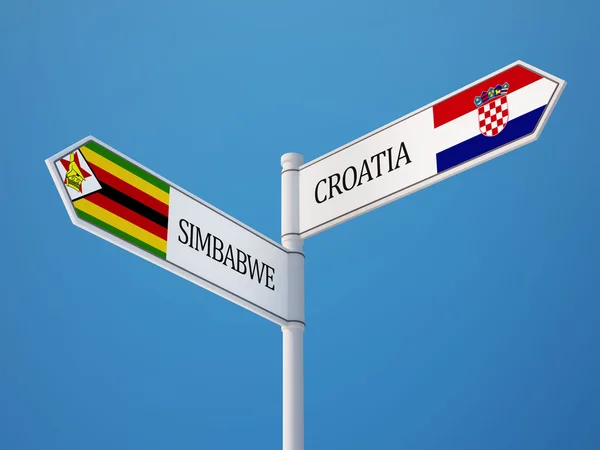 Zimbabwe Croatie Signer Drapeaux Concept — Photo