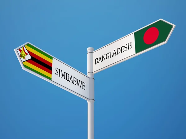 Simbabwe Bangladesch Schild Flaggen-Konzept — Stockfoto