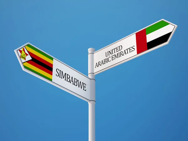 Zimbabwe United Arab Emirates  Sign Flags Concept — Stock Photo, Image