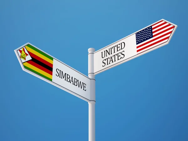 Zimbabwe United States  Sign Flags Concept — Stock Photo, Image